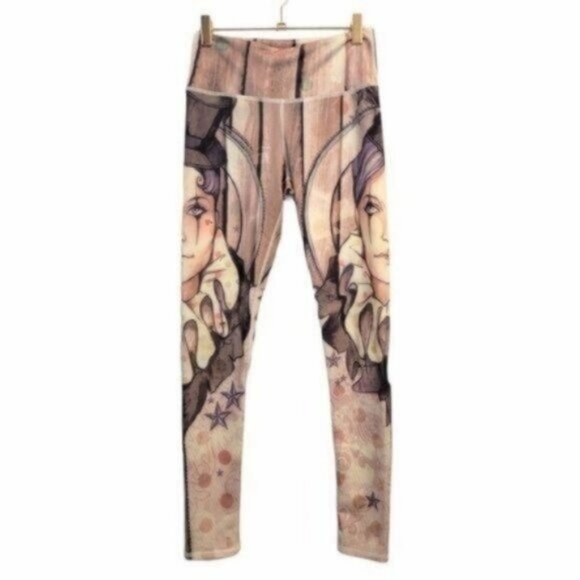 Circus Girl Cosplay Printed Leggings Beige Base Warm Toned - Picture 1 of 8